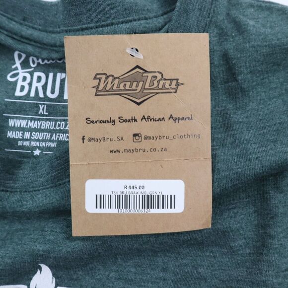 May Bru Braai Bru T-Shirt South African Culture Heritage Green Slim XL NWT NEW - Picture 5 of 6
